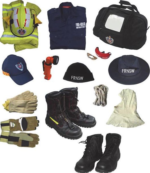 Pictured are the items that were stolen from Wyong Fire Station including helmets and jackets. Source: Wyong Fire Department