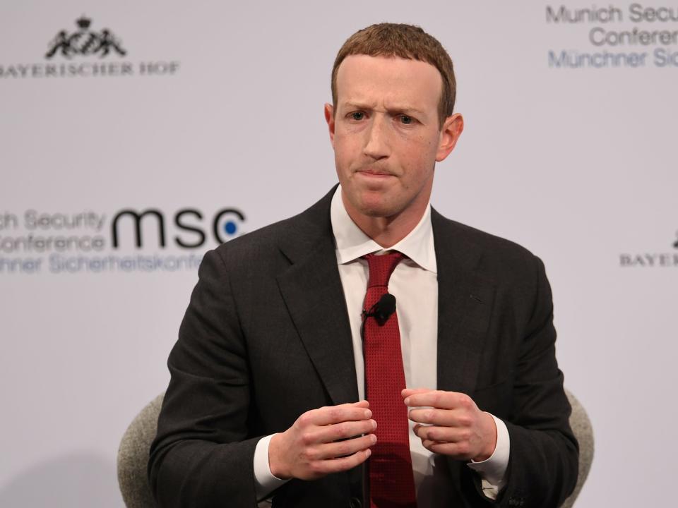 Facebook Chairman and CEO Mark Zuckerberg attends the annual Munich Security Conference in Germany, February 15, 2020. REUTERS/Andreas Gebert