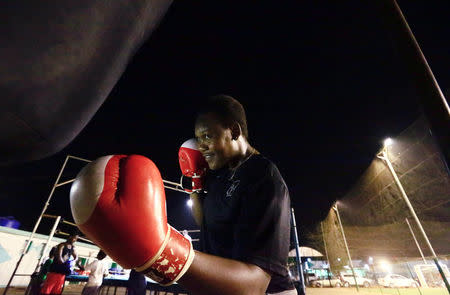 Arafat Abkar, 22, warms up during boxing practice at Nile Club in Khartoum May 9, 2016. REUTERS/Mohamed Nureldin Abdallah