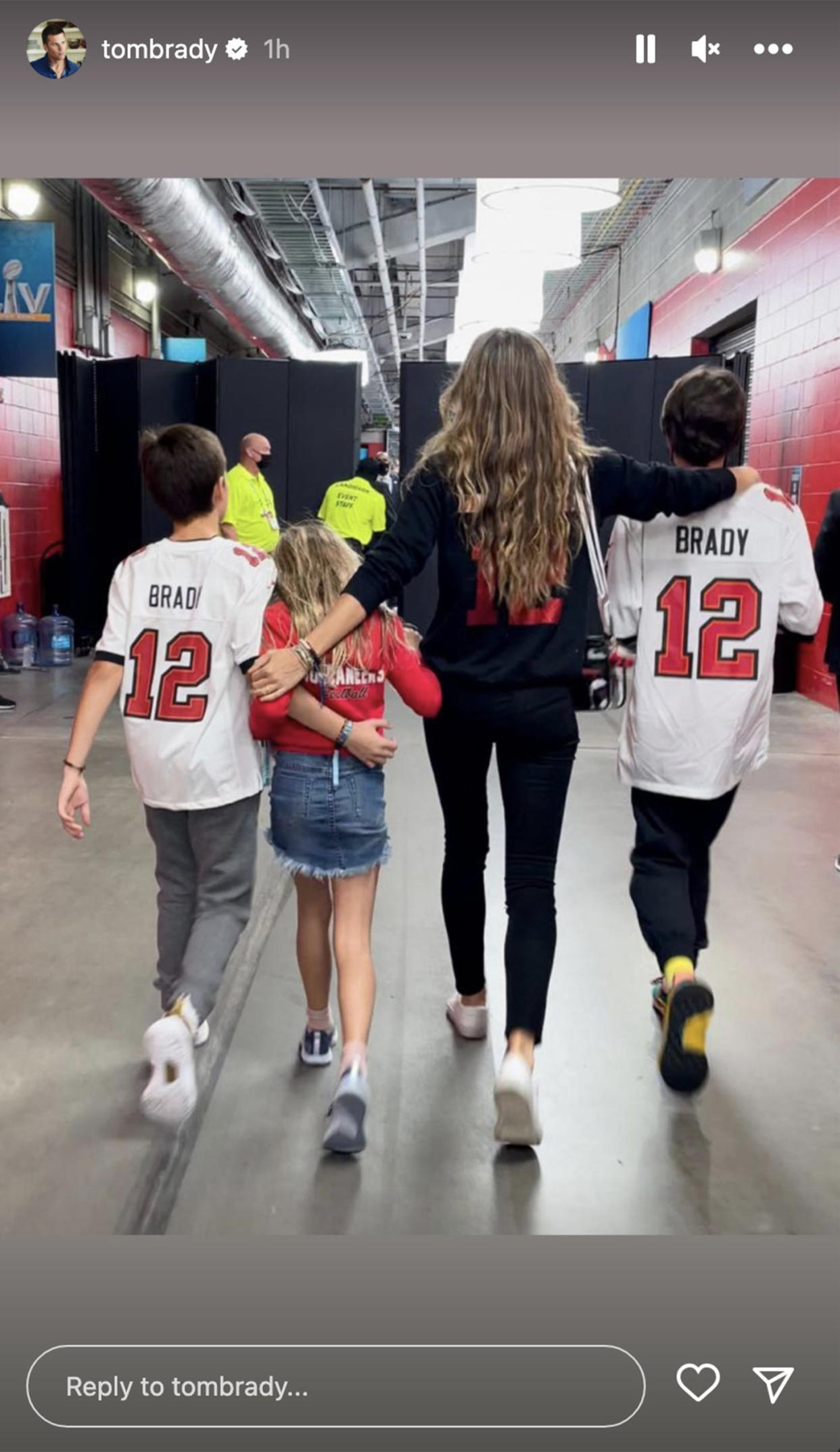 Brady's children and ex-wife Gisele Bundchen were often seen supporting Brady at Tampa Bay Buccaneers games. (@tombrady via Instagram)