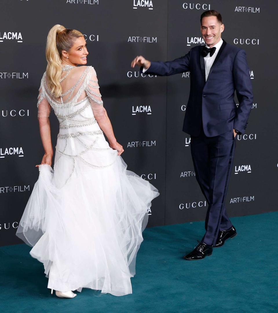 Paris Hilton and Carter Reum attend the 10th Annual LACMA ART+FILM GALA presented by Gucci at Los Angeles County Museum of Art on November 06, 2021 in Los Angeles, California