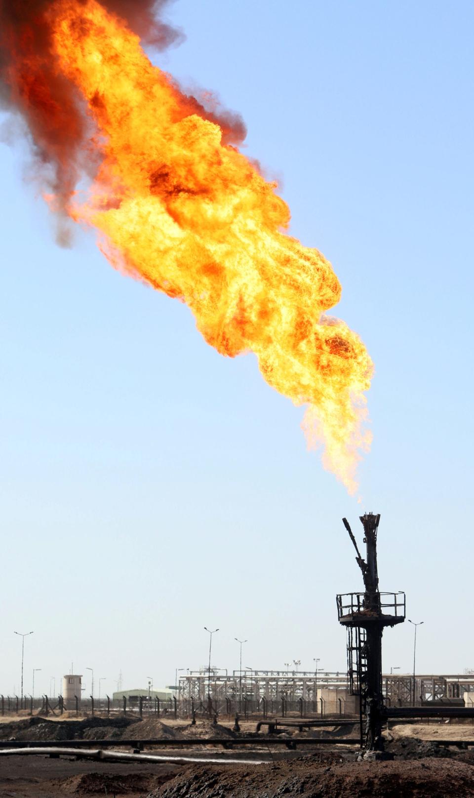 exxonmobil iraq oil field flare stack fire