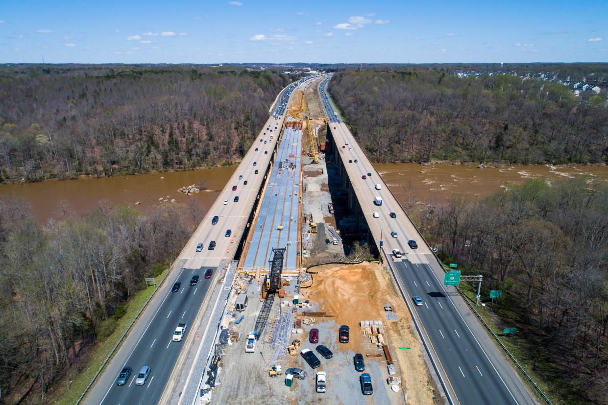 A highway construction project adding three lanes to the I-95 Rappahannock River Crossing in Fredericksburg, Virginia (EPA)