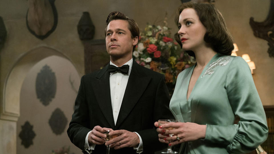 <p>While traveling in enemy territory in World War II Africa, intelligence officer Max Vatan (Brad Pitt) meets French soldier Marianne Beausejou (Marion Cotillard<span>)</span>. When the two reunite in London and marry, the pressures of war begin to test their relationship—especially when the Max is told Marianne may be a secret agent using him to relay information to her home country.</p><p>Watch the trailer <a rel="nofollow noopener" href="https://www.youtube.com/watch?v=HSCQWX-pUSg" target="_blank" data-ylk="slk:here;elm:context_link;itc:0;sec:content-canvas" class="link ">here</a>.</p>