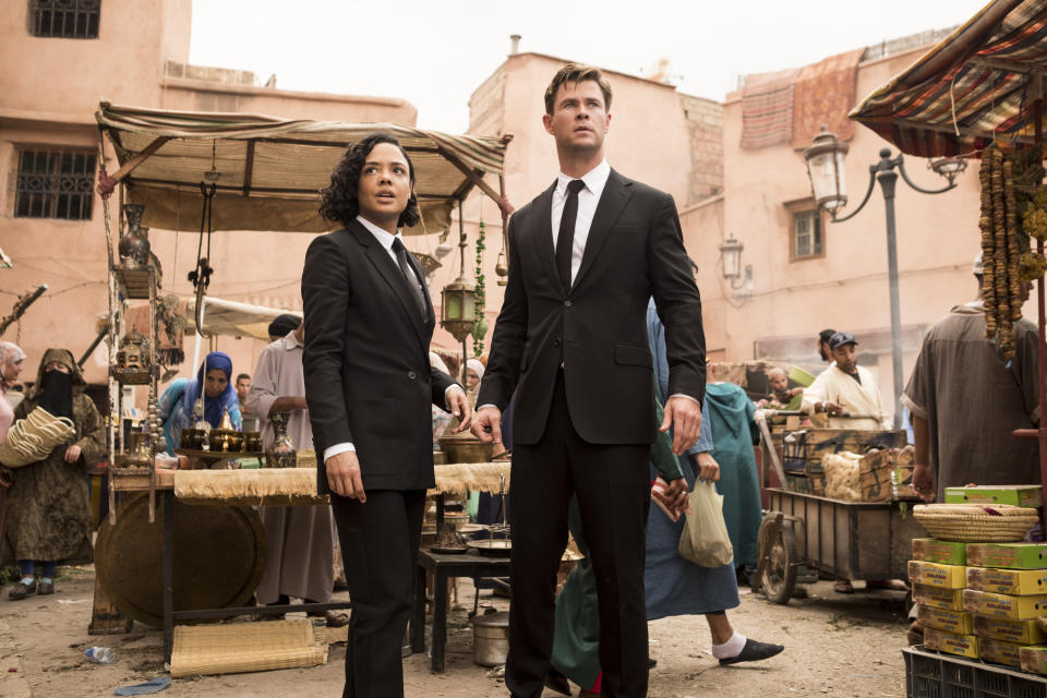 Agent M (Tessa Thompson) and Agent H (Chris Hemsworth) in Morocco in Columbia Pictures' MEN IN BLACK: INTERNATIONAL. (Sony Pictures)