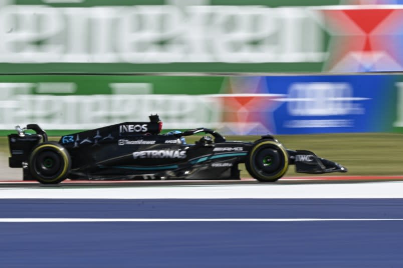 TEXAS, UNITED STATES – OCTOBER 22: George Russell of Mercedes F1 Team (63) competes at the F1 American Grand Prix at the Circuit of The Americas in Austin, Texas, United States on 22 October 2023. (Photo by Celal Gunes/Anadolu via Getty Images)