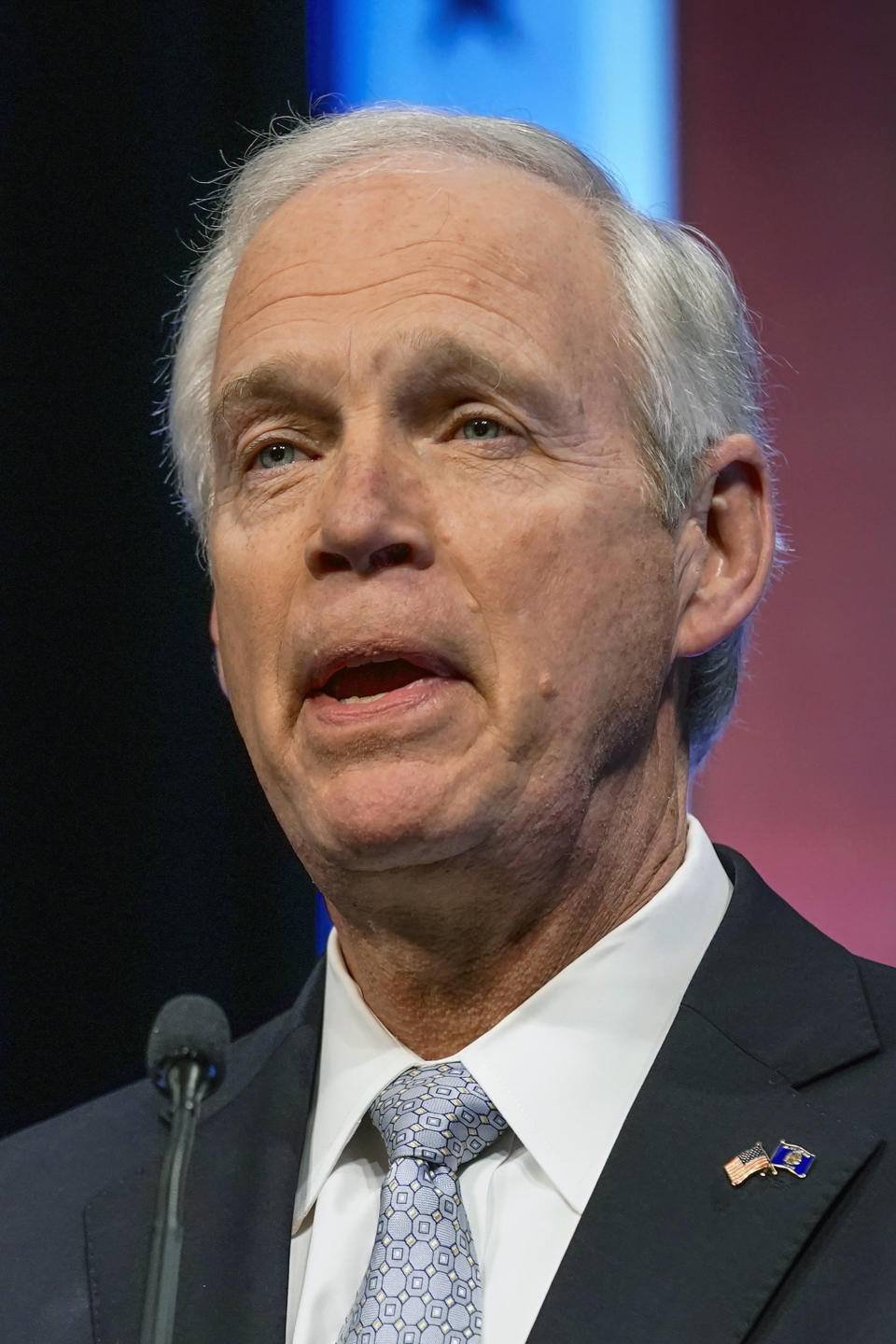 Republican U.S. Senate candidate Ron Johnson speaks during a televised debate Thursday, Oct. 13, 2022, in Milwaukee. (AP Photo/Morry Gash)