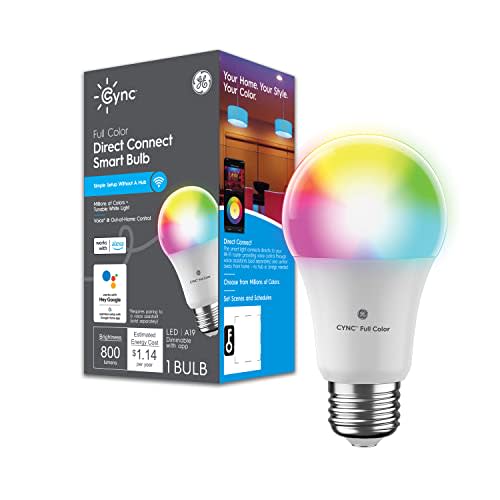 GE Lighting CYNC Smart LED Light Bulb, Color Changing Lights, Bluetooth and Wi-Fi Lights, Works with Alexa and Google Home, A19 Light Bulb (1 Pack) (AMAZON)