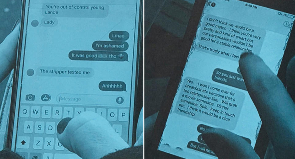 The texts messages capture intimate moments of strangers. 