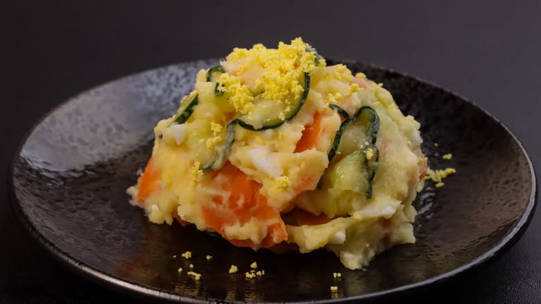 Korean potato salad on plate