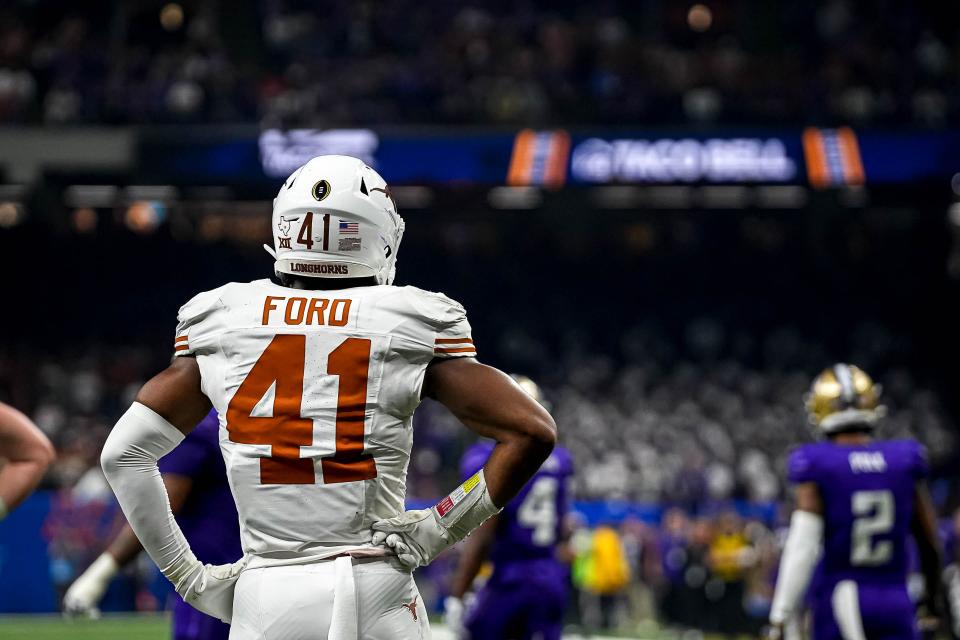 Texas linebacker Jaylan Ford played his final game as a Longhorn in Monday night's 37-31 CFP loss to Washington in the Sugar Bowl. And Xavier Worthy announced Tuesday night that he, too, is leaving and will enter the NFL draft.