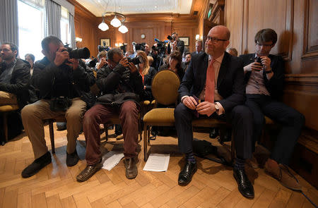 The leader of the United Kingdom Independence Party (UKIP), Paul Nuttall, listens during an election campaign event in London, Britain, April 24, 2017. REUTERS/Toby Melville