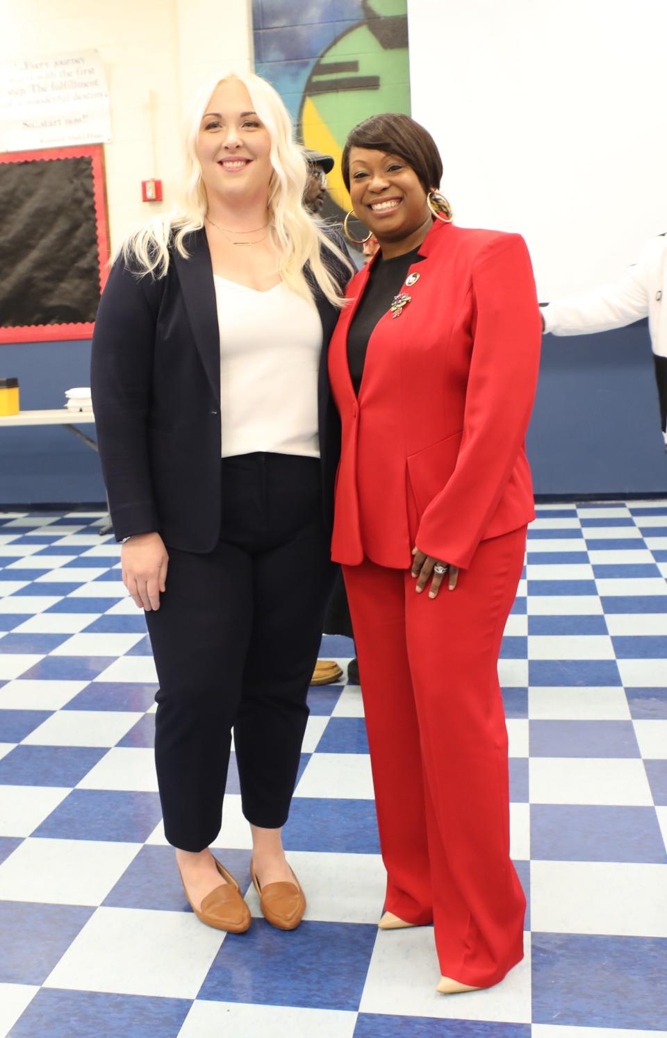 The Plainfield Board of Education welcomed three board members and unanimously elected Hanae M. Wyatt (right) as president and Sarah B. Virgo (left) as vice president, at the 2023 reorganization meeting held at Plainfield High School.