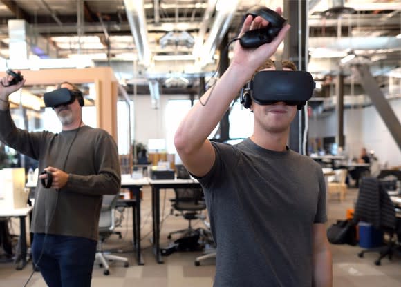 Mark Zuckerberg trying virtual reality