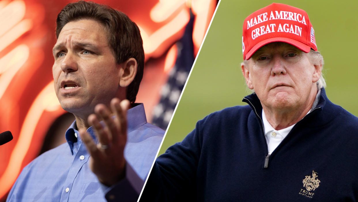 Florida Gov. Ron DeSantis and former President Donald Trump.