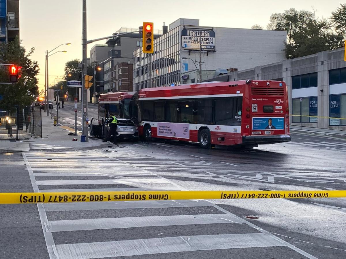 Multiple people injured in crash involving car, 2 TTC buses