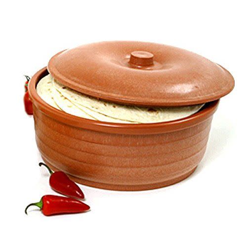 10 Inch Cast Iron Tortilla Press and 10 Inches Ceramic Tortilla Warmer by  Sta