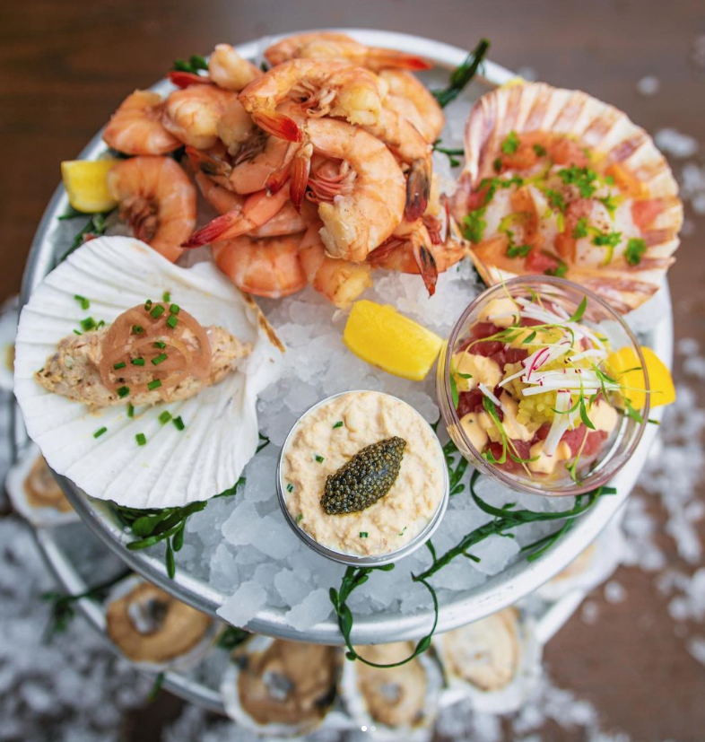 A seafood tower at Marsh House.