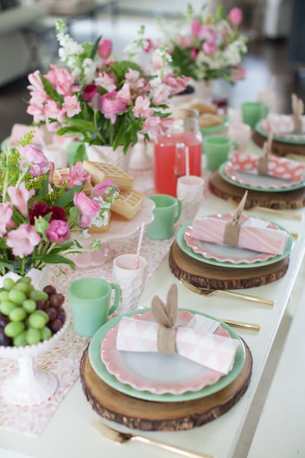 Easter Brunch Table with Bunny Napkin Rings