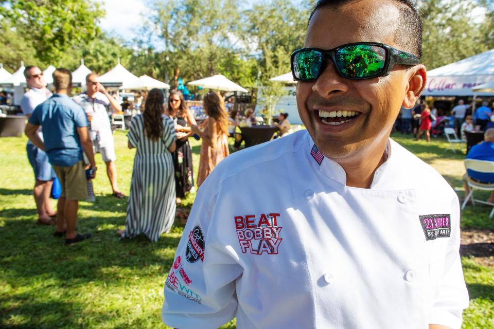 The "King of Spice," chef Asif Syed of 21 Spices restaurant in East Naples participates the second annual Paradise Coast Wine & Food Experience at Cambier Park in Naples, FL. Saturday, Oct. 27, 2018. Chef Syed recently beat world-famous chef Bobby Flay at his own game on Food Network. 