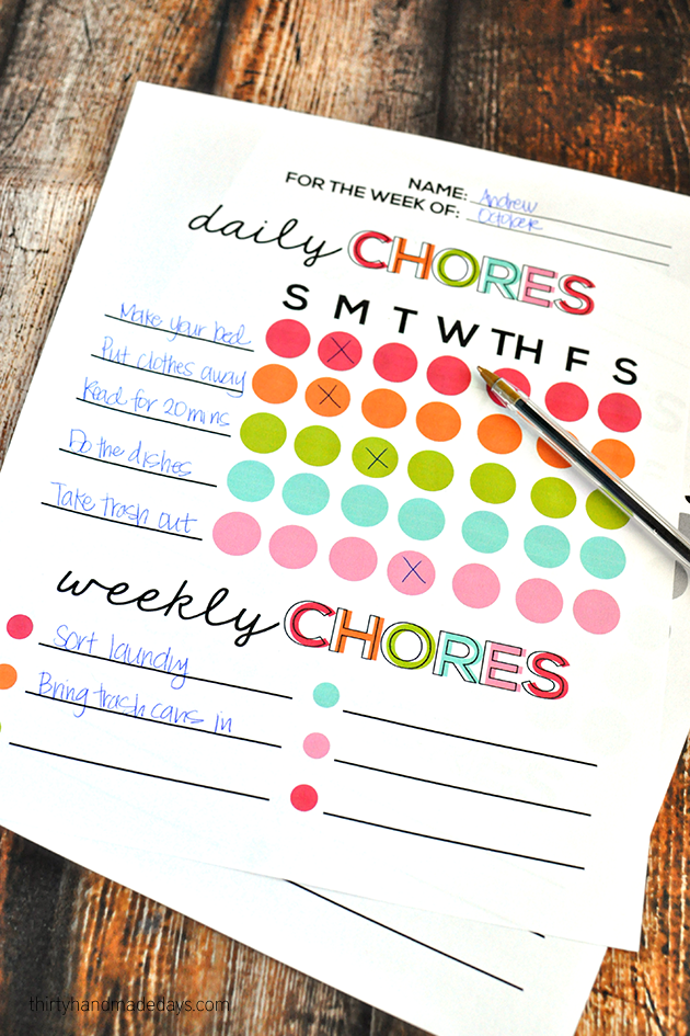 Free Printable Daily Chore Chart