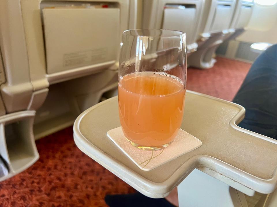 The welcome drink on Air India.