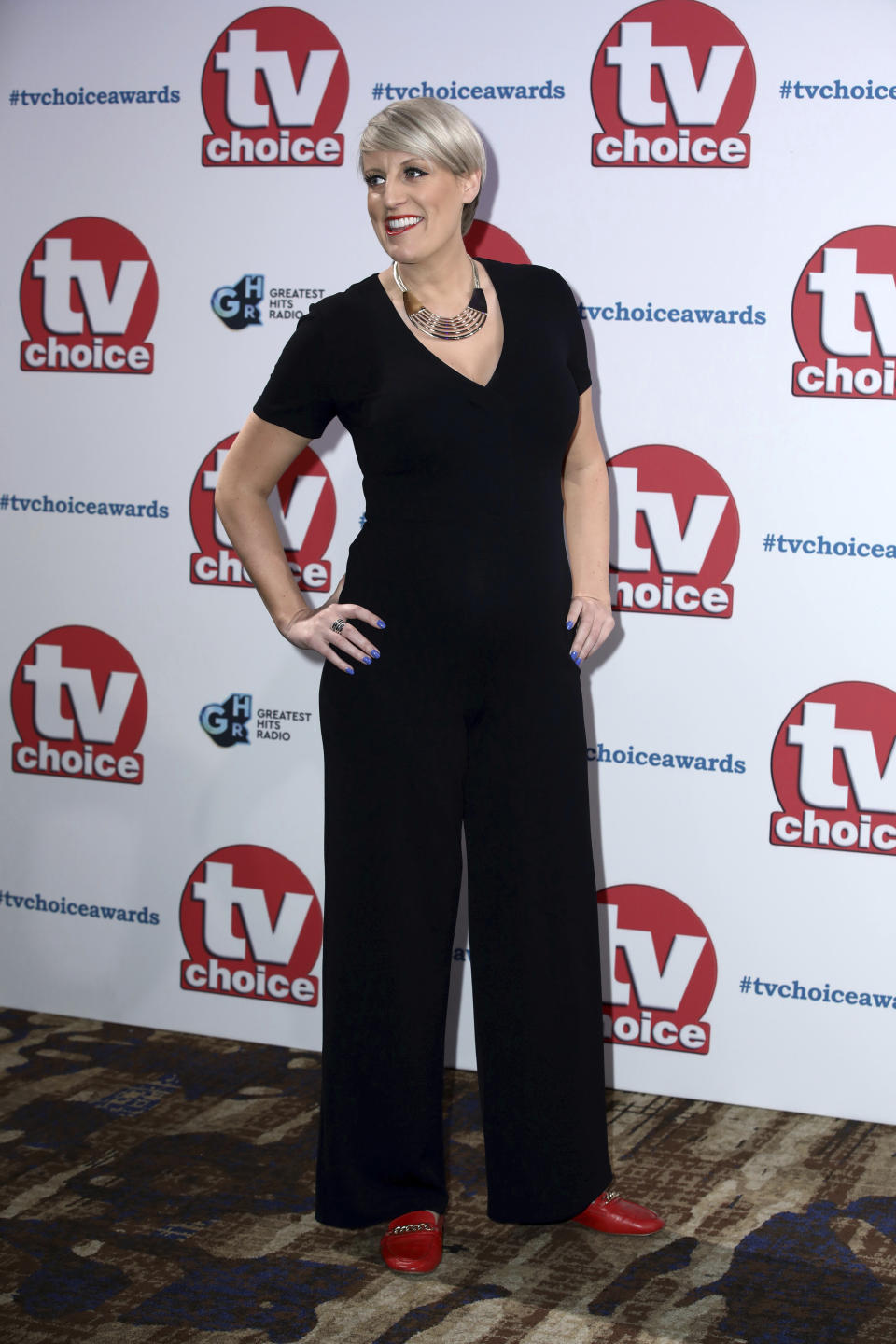 TV presenter Steph McGovern poses for photographers on arrival at the TV Choice Awards in central London on Monday, Sept. 9, 2019. (Photo by Grant Pollard/Invision/AP)