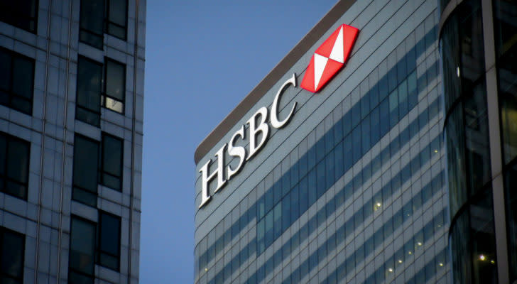 HSBC logo on corporate building