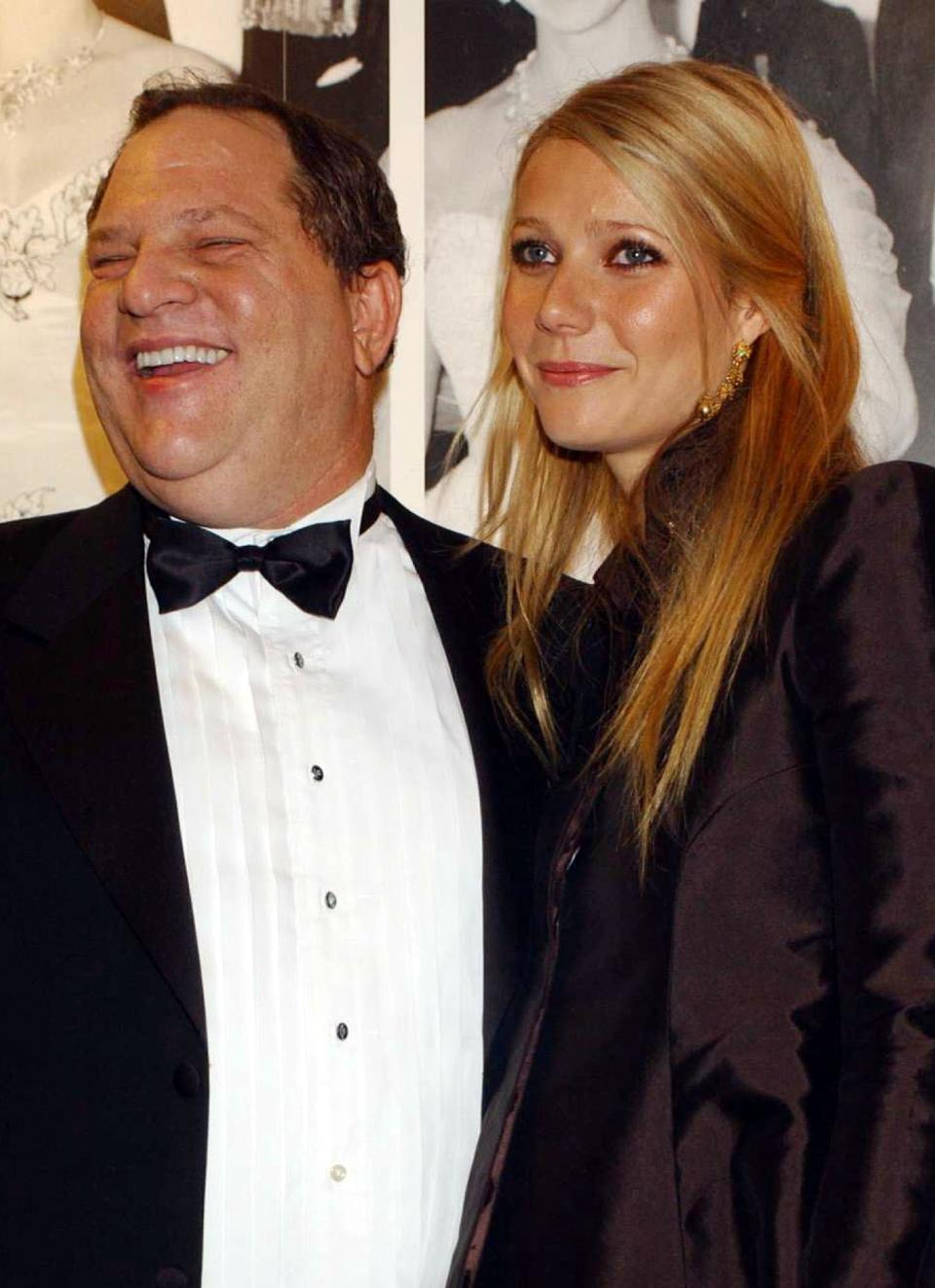Film producer Harvey Weinstein and actress Gwyneth Paltrow arrive for the 50th anniversary gala of the NFT at the National Film Theatre on the South Bank in London.   (Photo by Yui Mok - PA Images/PA Images via Getty Images)