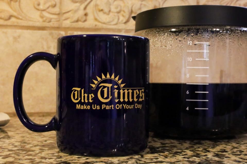 Coffee mug featuring the logo of The Beaver County Times.