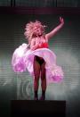 Britney Spears performs on stage during a concert in the Ukraine. AP