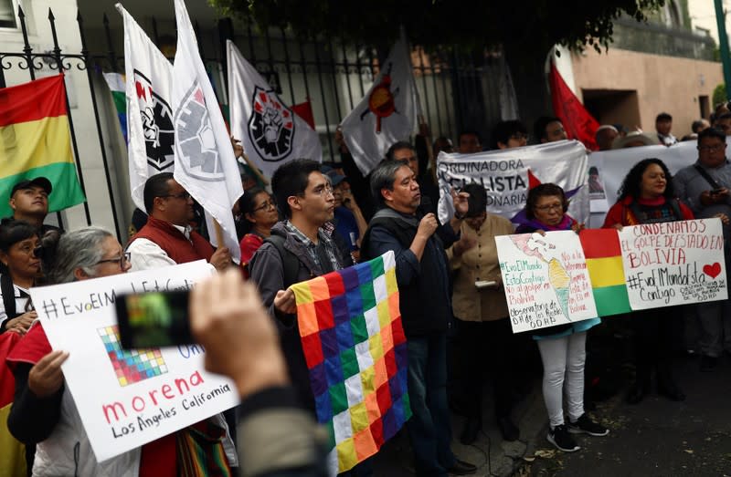 Demonstration in support of Bolivian President Evo Morales in Mexico City