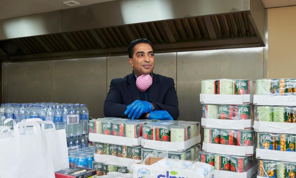 Barrister Ajmal Azam at Slough Islamic Trust where he has stocked donations made by businesses in the area.