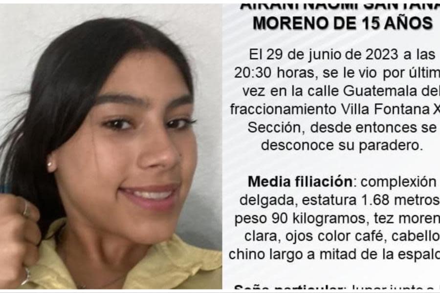 Buscan a Airani  Naomi Santana Moreno de 15 años desaparecida en Tijuana 