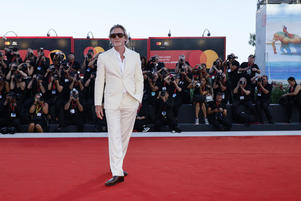 Daniel Craig poses for photographers upon arrival for the premiere of the film 'Queer' during the 81st edition of the Venice Film Festival in Venice, Italy, on Tuesday, Sept. 3, 2024. (Photo by Joel C Ryan/Invision/AP)