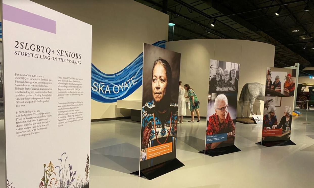 The 2SLGBTQ+ Seniors: Storytelling on the Prairies Portrait Exhibit is available for the public to view at the Western Development Museum in Moose Jaw until Sunday July 14, 2024. (Western Development Museum - image credit)