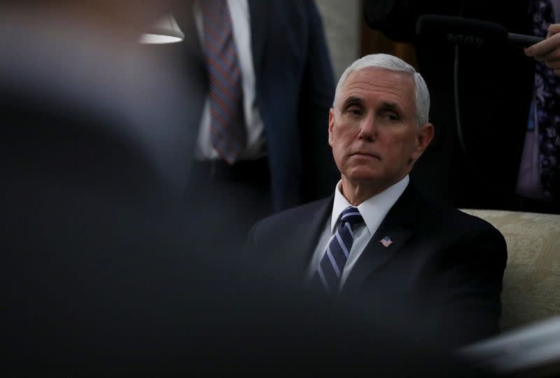 U.S. Vice President Mike Pence attends Trump-Bel Edwards coronavirus response meeting at the White House in Washington