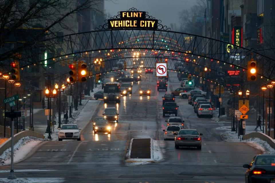 Downtown Flint, Michigan on 21 January 2016.