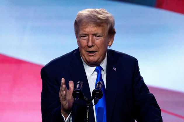 Former President Donald Trump speaks during the Pray Vote Stand summit in Washington, D.C., on Sept. 15, 2023.