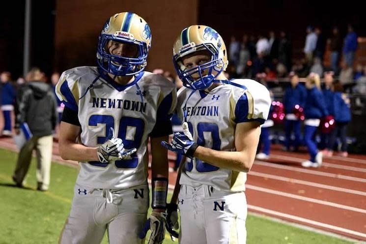 Newtown receivers Austin Babyak and Jimm Leidlein celebrate a perfect regular season — Facebook