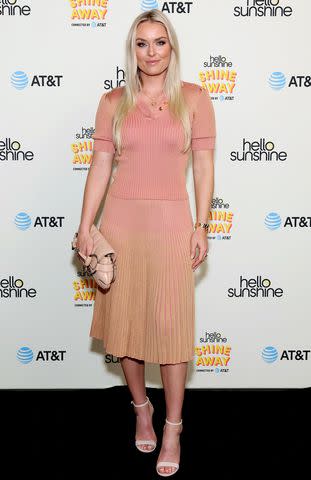 <p>Monica Schipper/Getty Images</p> Lindsey Vonn attends Hello Sunshine's Shine Away in Los Angeles.