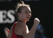 Tennis - Australian Open - Quarterfinals - Rod Laver Arena, Melbourne, Australia, January 24, 2018. Simona Halep of Romania celebrates winning against Karolina Pliskova of Czech Republic. REUTERS/Thomas Peter