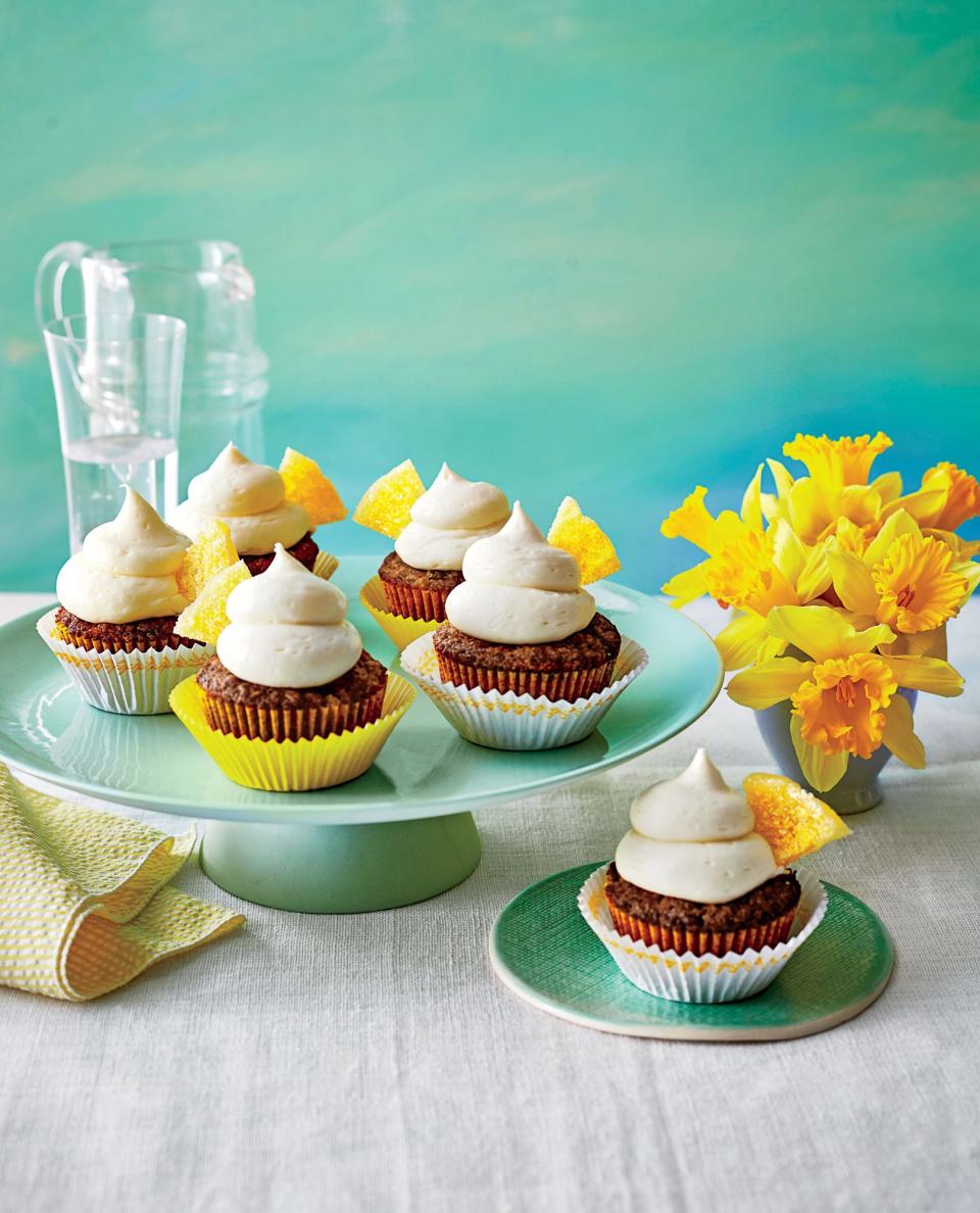 Hummingbird Cupcakes with Candied Pineapple Wedges