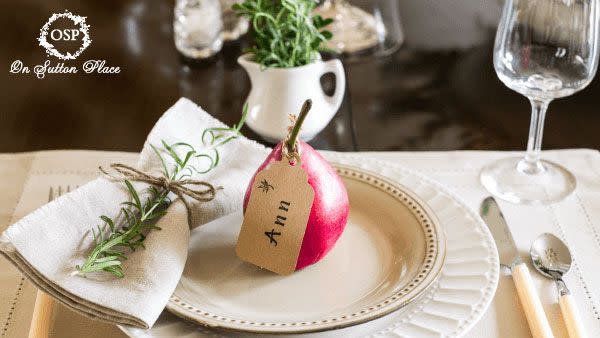 pears rosemary thanksgiving table setting