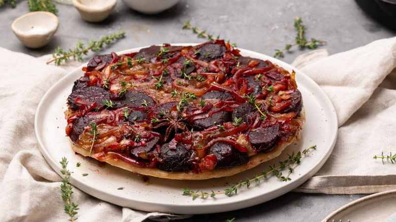 glazed beet thyme tarte tatin