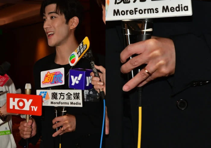 Aarif shows off his wedding band during an interview
