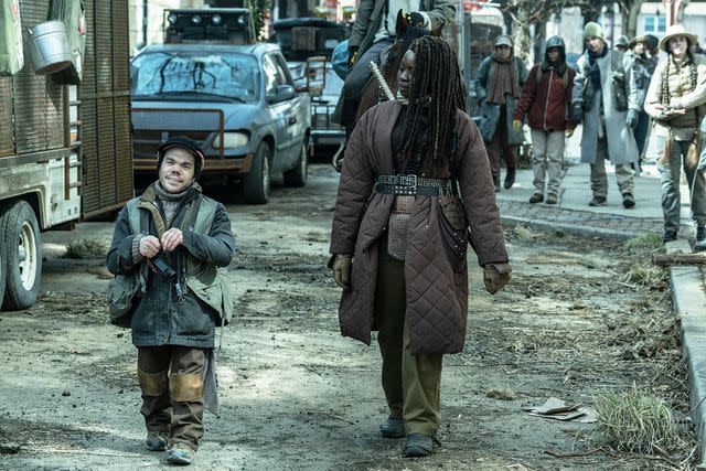 <p>Gene Page/AMC</p> Matthew August Jeffers and Danai Gurira on 'The Walking Dead: The Ones Who Live'