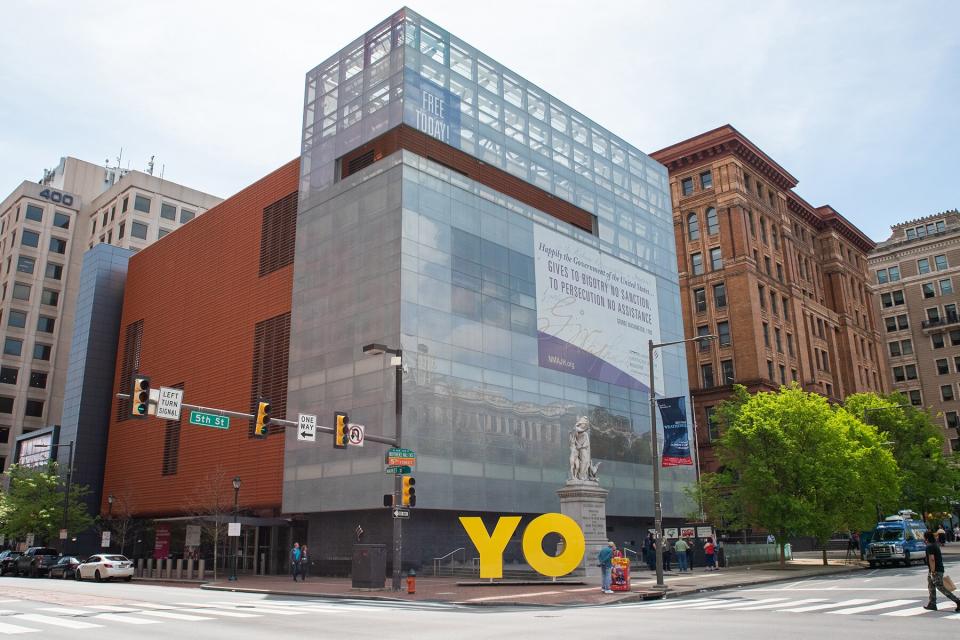 OY:YO installation in front of the Weitzman National Museum of American Jewish History