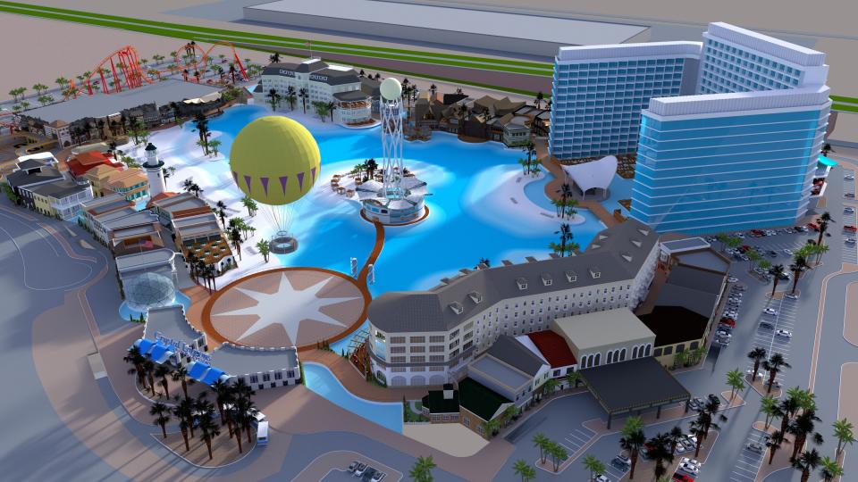 The former resort dubbed "Crystal Lagoons" was approved by the Glendale City Council in 2020. Since then, an Arizona-based company VAI Resort purchased the project. VAI will double the number of hotel rooms and reimagine the look originally planned by Crystal Lagoons shown in this photo.