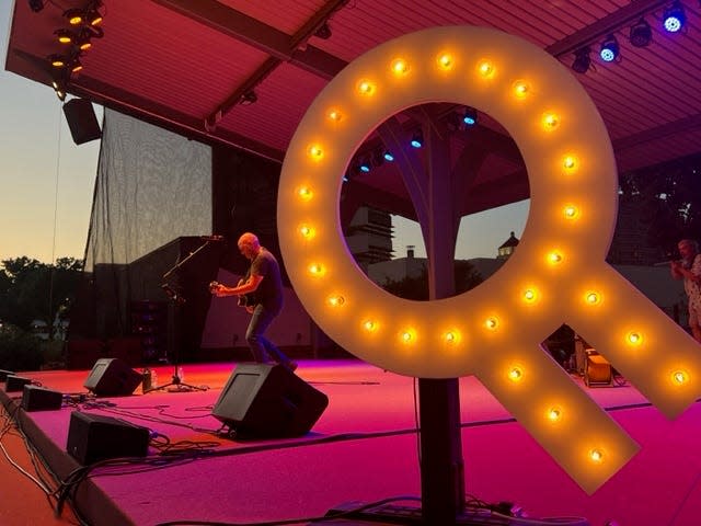 The Michael Colaw Band performs in Unity Square during 2023 Bartlesville Pride.